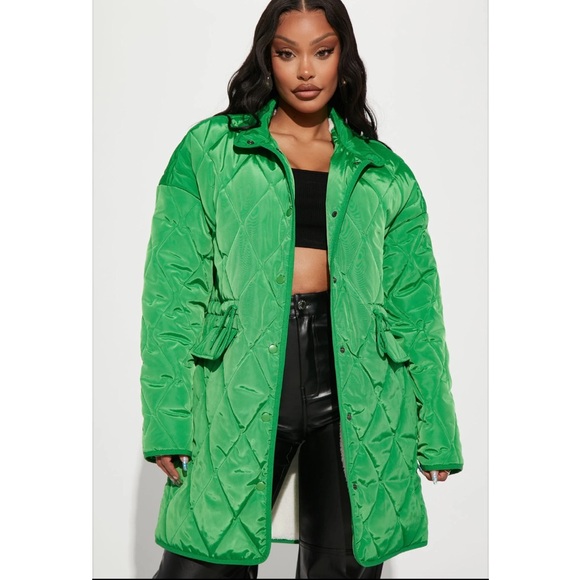 Fashion Nova Jackets & Blazers - Fashion Nova Vibrant Green Quilted Puffer Jacket